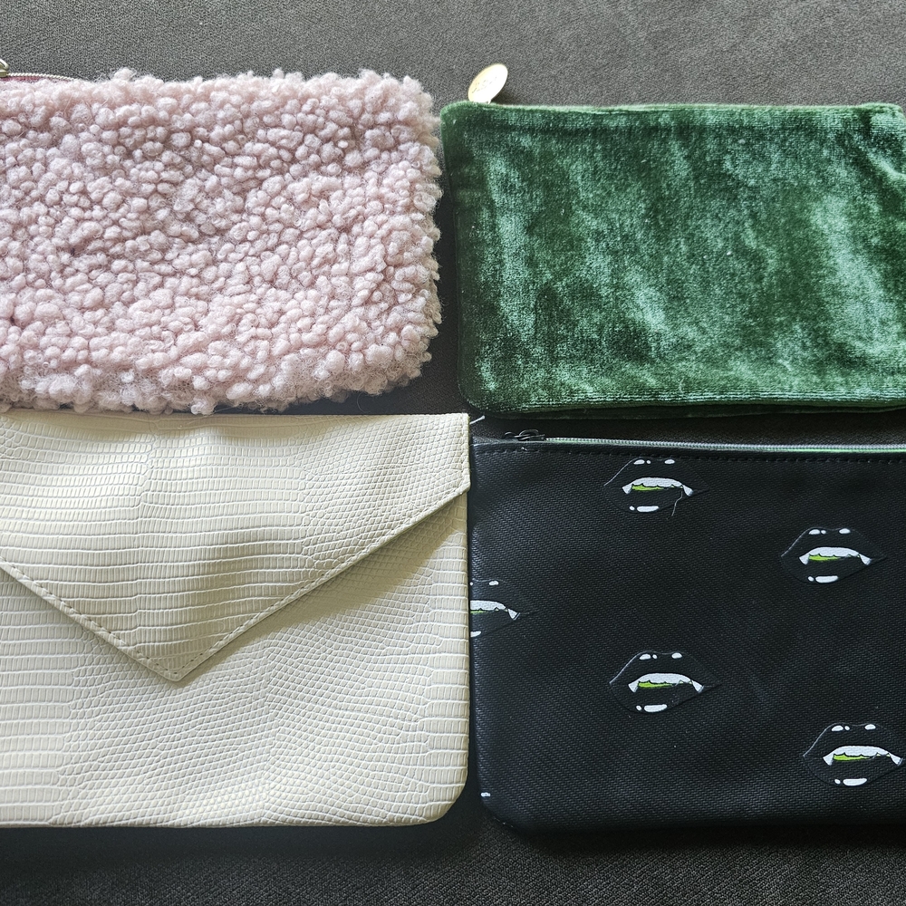 Ipsy Cosmetic Bag Set - Pink, Green, Cream, Black